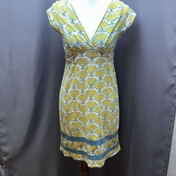 Mata Traders Yaga Crescent obi dress summer blue/yellow Sz S - Picture 2 of 13